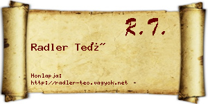 Radler Teó névjegykártya